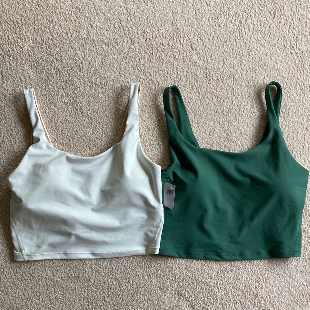Old Navy Active Powersoft White and Green Sports Bras